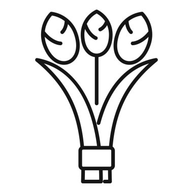 Bir vazoda büyüyen üç laleyi tasvir eden minimalist çizgi sanatı