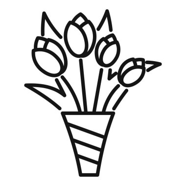 Vazoda basit bir çiçek çizimi, baharı, aşkı ya da kutlamayı temsil etmek için mükemmel.