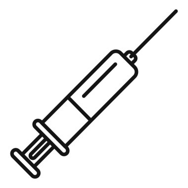 Şırıngayı tasvir eden basit ve cesur bir taslak. Enjeksiyonları, aşıları ve tıbbi prosedürleri temsil etmekte kullanışlı.