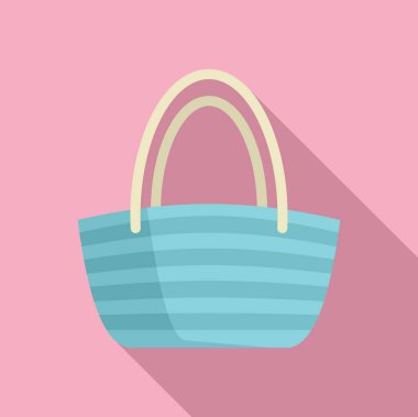 Mavi ve beyaz çizgili sahil çantası, güneşli ve kumlu bir güne hazır.