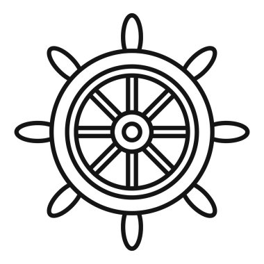 Yönlendirmeyi ve denizciliği temsil eden bir geminin basit siyah beyaz çizimi.