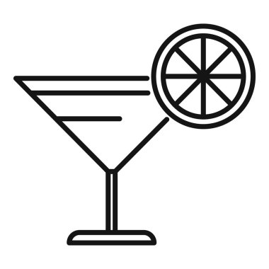 Limon dilimli basit ve kalın bir kokteyl bardağının simgesi.