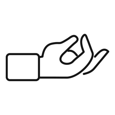 Beyaz arka planda izole edilmiş, destekleyici bir el hareketini temsil eden basit çizgi simgesi