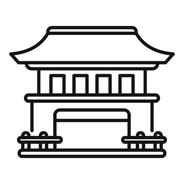 Klasik bir Asya pagodasının, simgeler veya tasarım için uygun, temiz bir çizgi sanat tarzında vektör illüstrasyonuName