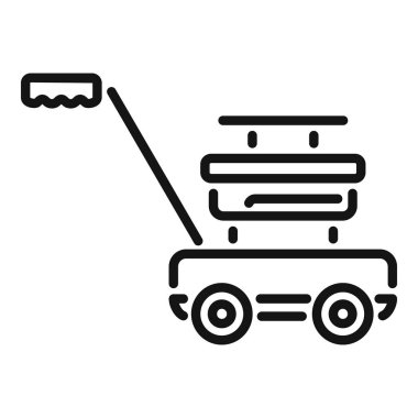 Sanat tarzında bir toz sensörü ile robot elektrik süpürgesi tasvir eden minimalist simge