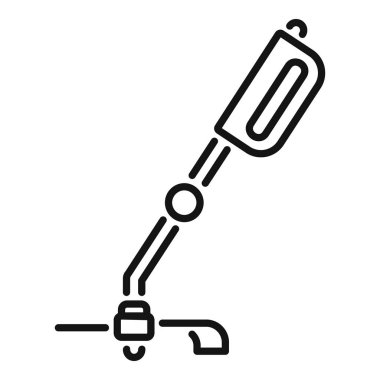 Endüstriyel robot otomasyonu ve makine üretimi için doğrusal robot kol ikonu. Basit bir başlık