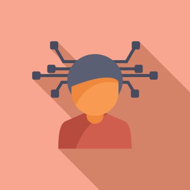 Düz tasarım illüstrasyonunda sanal gerçeklik kullanıcı simgesi, oyun ve eğlence için fütürist arayüzü ve pastel arka planda modayı etkileyen modayı gösterir