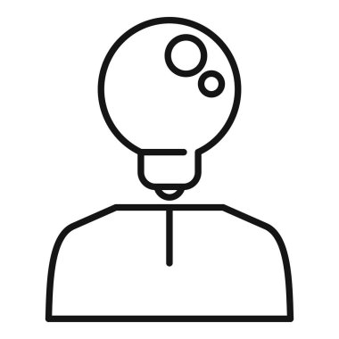 Kafasında ampul olan bir insanın siyah-beyaz çizimi fikirleri sembolize eder.