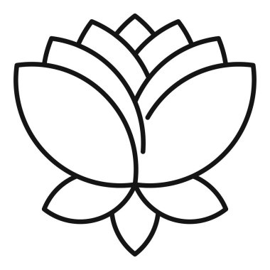 Logolar veya dekoratif elementler için uygun bir nilüfer çiçeğinin basit siyah beyaz çizimi