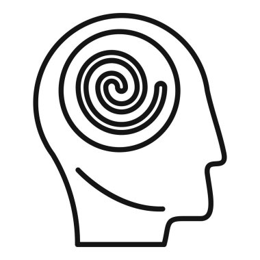 Beyni temsil eden spiral desenli insan kafa profili çizgisi çizimi