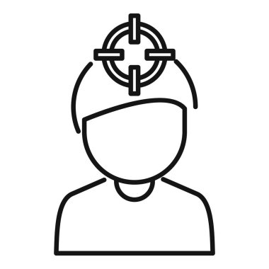 Vr kulaklık hedefleme sistemine sahip bir kullanıcının özet vektör çizimi