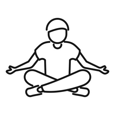 Nilüfer pozisyonunda meditasyon yapan birinin basit çizgi simgesi, sağIık teması için mükemmel