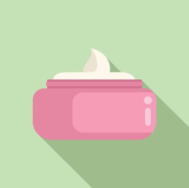 Yeşil arka planda beyaz kapaklı pembe bir cilt kremi kabının minimalist çizimi