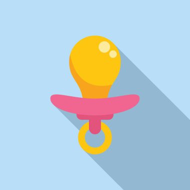 Düz tasarım, sarı ve pembe bebek emziği, gölgeli, ebeveynlik teması için mükemmel.