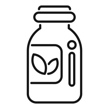 Siyah ve beyaz olarak minimal, düzenlenebilir ve sürdürülebilir vektör illüstrasyonlu çevre dostu ürün kavanozu simgesi