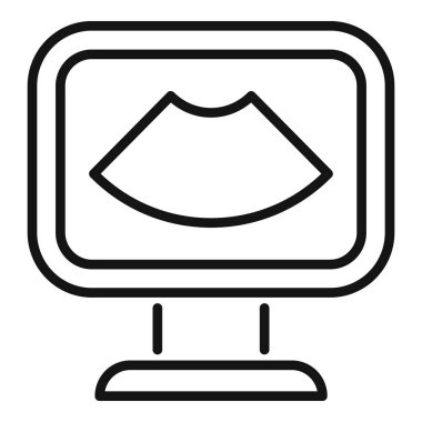 Bir dağ zirvesinin sadeleştirilmiş çizgi sanatı stilize bir bilgisayar monitöründe gösterilir