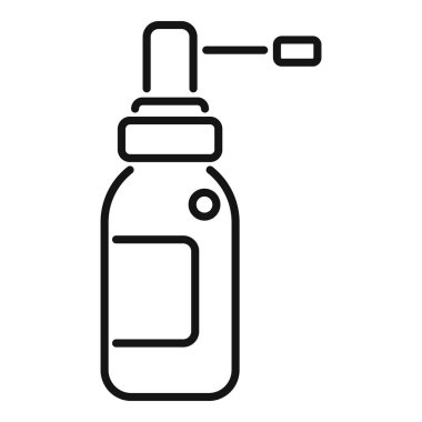 Tıbbi ve sağlık hizmetleri tasarımı için burun spreyi şişesinin siyah çizgi çizimi