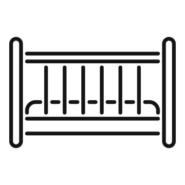 Çeşitli tasarımlar için uygun bir bebek beşiğinin minimalist çizgi sanat simgesi