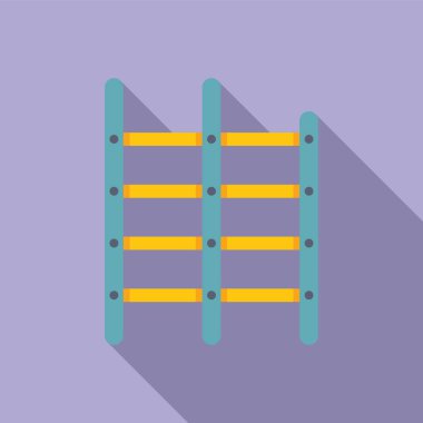 Düz tasarım simgesi. Sarı ve yeşil bir merdiven. Arka planda gölgesi var.