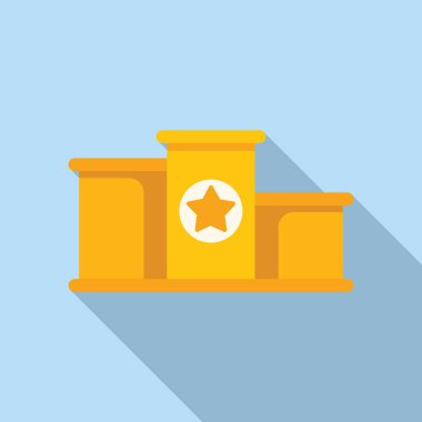 Düz tasarım vektör çizimi, yıldız ikonu olan altın bir kupanın gölgesi.