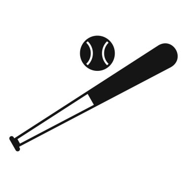 Basit bir siyah beyaz beyzbol sopası ve topunun vektör çizimi