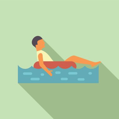 Bir adamın minimalist vektör tasarımı. Havuzun kenarında gölgesi olan bir adam.