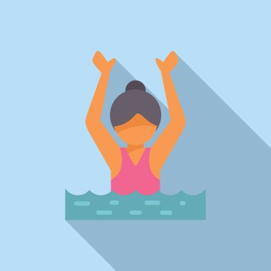 Su sporu ve egzersiz için yüzme havuzunda su aerobiği yapan bir kadının çizilmiş vektörü aktif ve sağlıklı bir yaşam tarzını yansıtıyor.