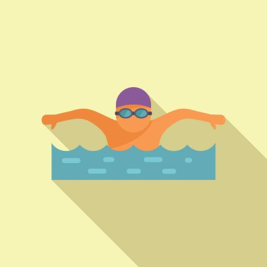 Havuzda yüzen bir kelebeğin stilize vektör çizimi, sporcuların hareket ve tekniğini gösteriyor.