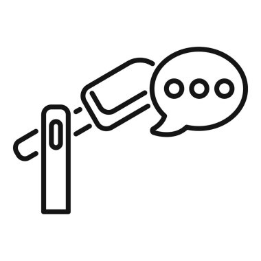 Ses kayıt cihazları için konuşma kabarcığı sembollü siyah beyaz ses kaydedici ikonu. Yazdırma