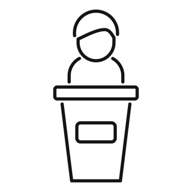 Podyumda konuşma yapan birini gösteren basit doğrusal simge