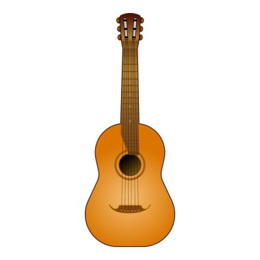 Klasik akustik gitarın ahşap dizaynlı ayrıntılı vektör çizimi, müzik aleti simgeleri ve grafikleri için mükemmel