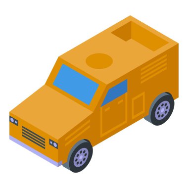 Sarı zırhlı kamyon para ve değerli eşdeğer eşölçümler taşıyor.