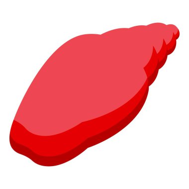 Kırmızı deniz kabuğu beyaz arka planda izole bir şekilde yatıyor.