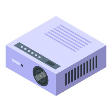 Aygıtı birden fazla açıdan göstermek için izometrik perspektif kullanan bir sunum gösteren modern dijital projektör