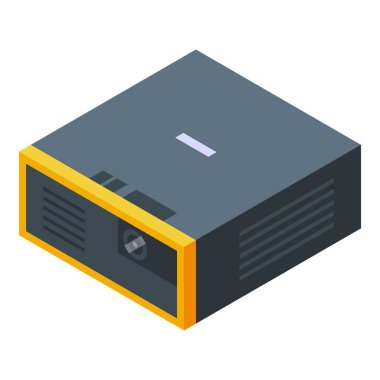 Parlak sarı ve gri bir vücutta sunumları göstermek için modern dijital projektör