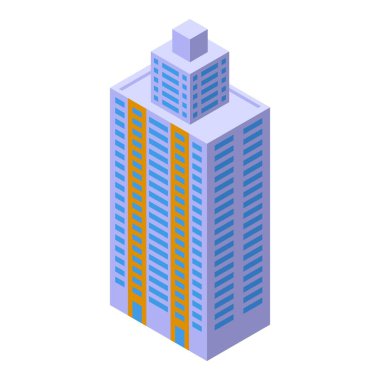 Modern ofis binası mavi pencereli izometrik manzara