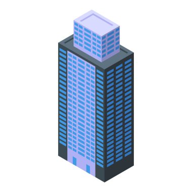 Modern ofis binası parlak bir gökyüzüne karşı dimdik ayakta duruyor.