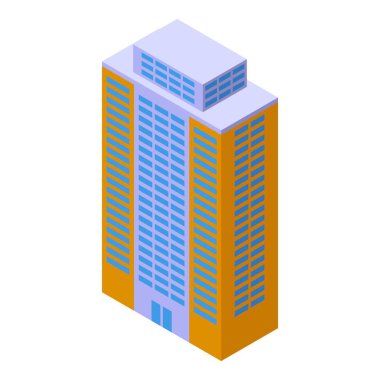 Modern bir iş merkezi ofis binasının Isometric simgesi