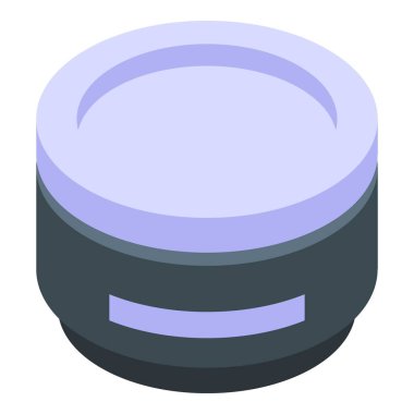 Açık boş kapağı olan yuvarlak konteynır beyaz arkaplan üzerinde yatıyor