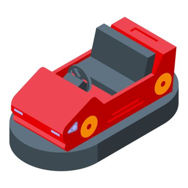 Red bumper car standing still waiting for customers to ride it at the funfair clipart