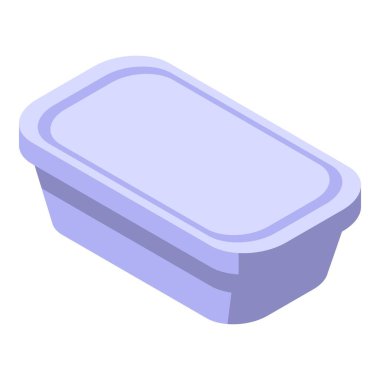 Gıda paketleme izometrik görünümü için kapağı olan kapalı dikdörtgen plastik kap