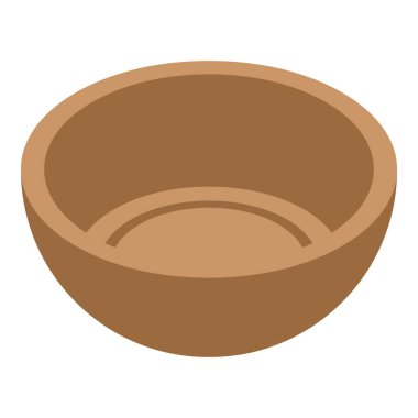 Boş yuvarlak ahşap kase beyaz arka planda duruyor.