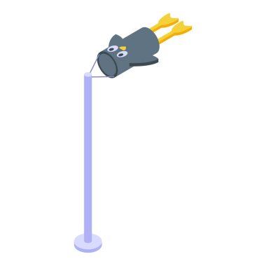 Siyah ve sarı kuş rüzgar yönünü gösteriyor.