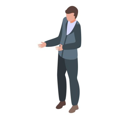 İş adamı sunum yaparken ayakta durup el kol hareketi yapıyor.