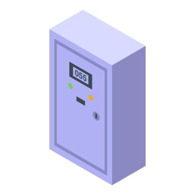 Enerji tüketimi ve güç arzını gösteren elektrik metre izometrik simgesi