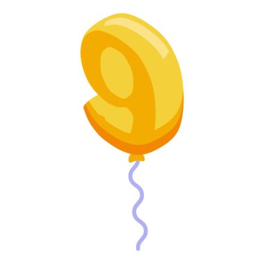Dokuz numaralı altın balon bir kurdeleyle yüzüyor, dokuzuncu yaş gününü ya da yıldönümünü kutluyor.