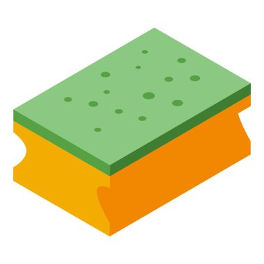 Klasik yeşil ve sarı sünger, temizlik ve ev işi kavramlarını göstermek için mükemmel.