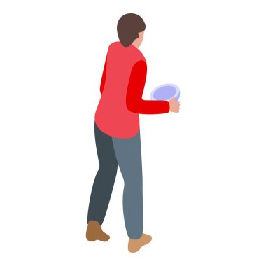 Genç adam elinde boş bir kâse tutuyor. Açlığı ve yiyecek güvensizliğini simgeliyor.