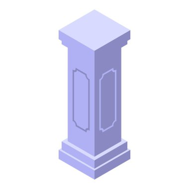 Ayrıntılı bir sermaye ve taban içeren tek bir klasik stil sütunun Isometric görünümü