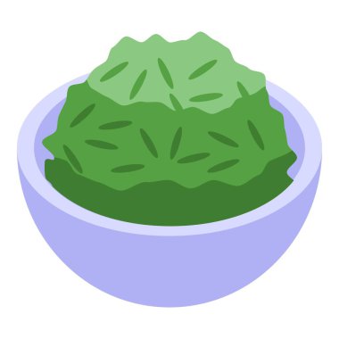 Genellikle suşiye eşlik eden, içi yeşil wasabi dolu küçük bir kâse tasviri.